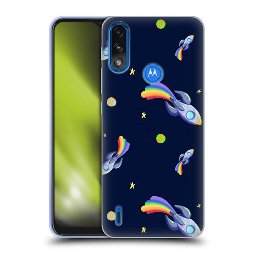 Carla Morrow Patterns Rocketship Soft Gel Case for Motorola Moto E7 Power / Moto E7i Power
