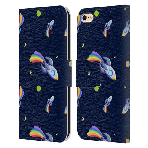Carla Morrow Patterns Rocketship Leather Book Wallet Case Cover For Apple iPhone 6 / iPhone 6s
