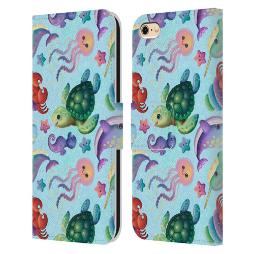 Carla Morrow Patterns Sea Life Leather Book Wallet Case Cover For Apple iPhone 6 / iPhone 6s