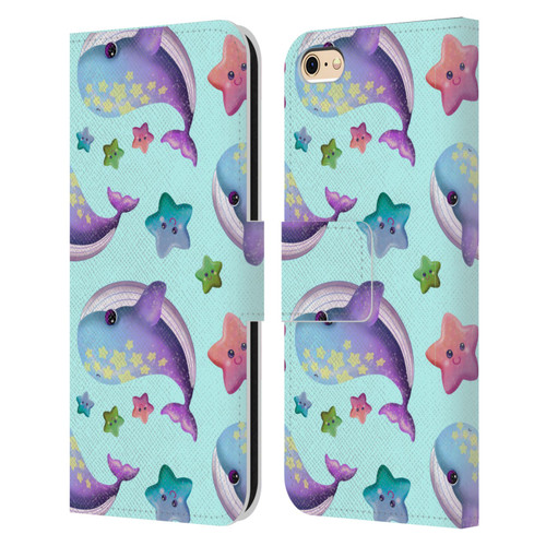 Carla Morrow Patterns Whale And Starfish Leather Book Wallet Case Cover For Apple iPhone 6 / iPhone 6s