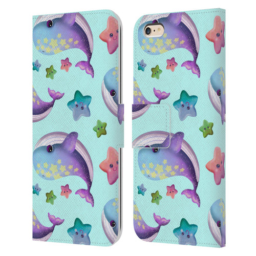 Carla Morrow Patterns Whale And Starfish Leather Book Wallet Case Cover For Apple iPhone 6 Plus / iPhone 6s Plus