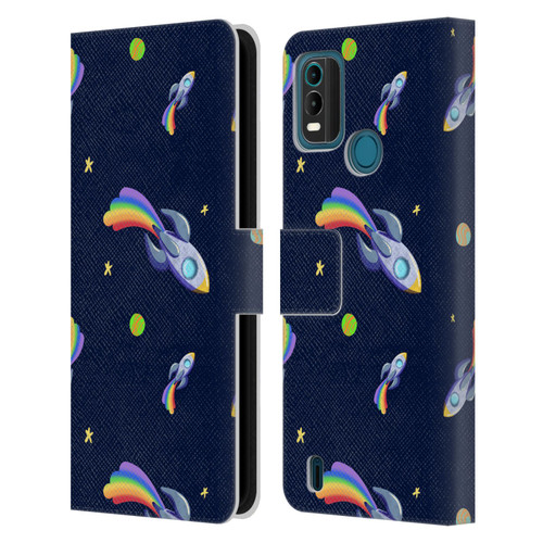 Carla Morrow Patterns Rocketship Leather Book Wallet Case Cover For Nokia G11 Plus