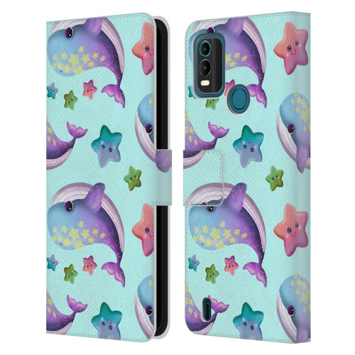Carla Morrow Patterns Whale And Starfish Leather Book Wallet Case Cover For Nokia G11 Plus