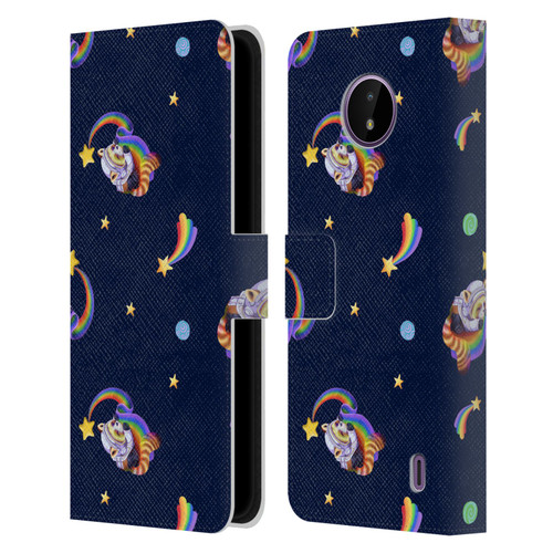 Carla Morrow Patterns Red Panda Leather Book Wallet Case Cover For Nokia C10 / C20