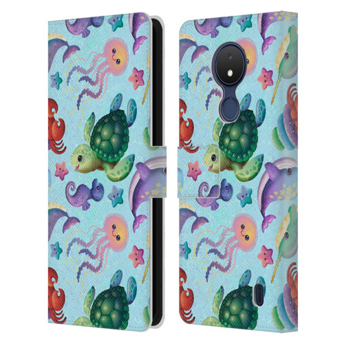 Carla Morrow Patterns Sea Life Leather Book Wallet Case Cover For Nokia C21