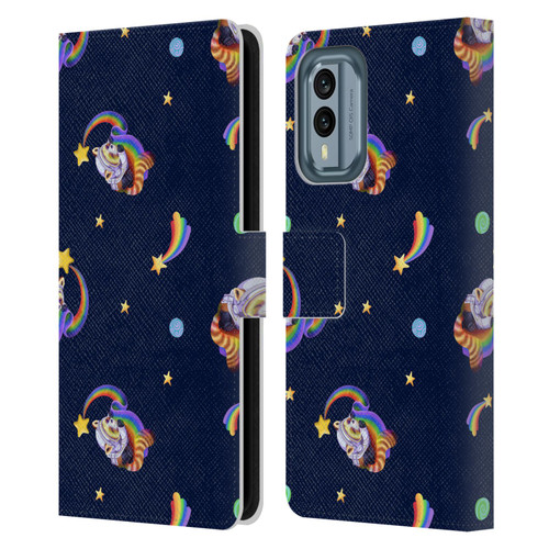 Carla Morrow Patterns Red Panda Leather Book Wallet Case Cover For Nokia X30