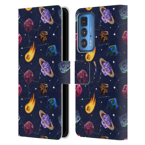 Carla Morrow Patterns Colorful Space Dice Leather Book Wallet Case Cover For Motorola Edge (2022)