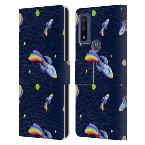 Carla Morrow Patterns Rocketship Leather Book Wallet Case Cover For Motorola G Pure