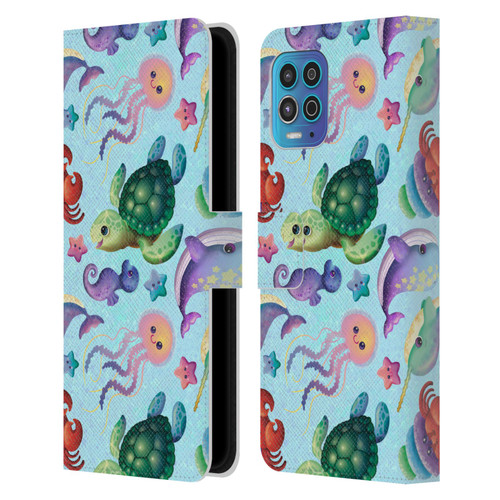 Carla Morrow Patterns Sea Life Leather Book Wallet Case Cover For Motorola Moto G100