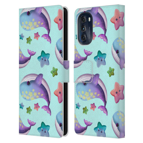 Carla Morrow Patterns Whale And Starfish Leather Book Wallet Case Cover For Motorola Moto G (2022)