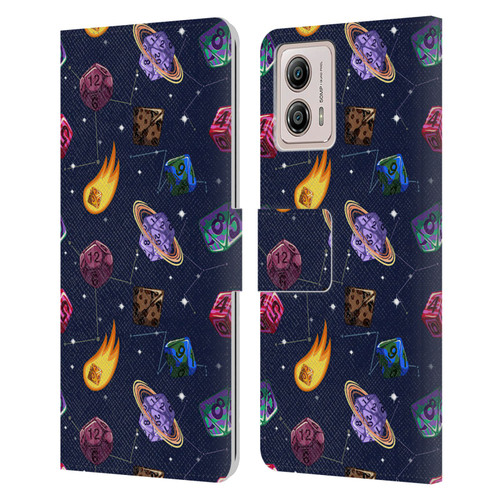 Carla Morrow Patterns Colorful Space Dice Leather Book Wallet Case Cover For Motorola Moto G53 5G
