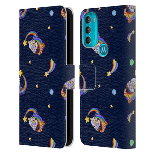 Carla Morrow Patterns Red Panda Leather Book Wallet Case Cover For Motorola Moto G71 5G