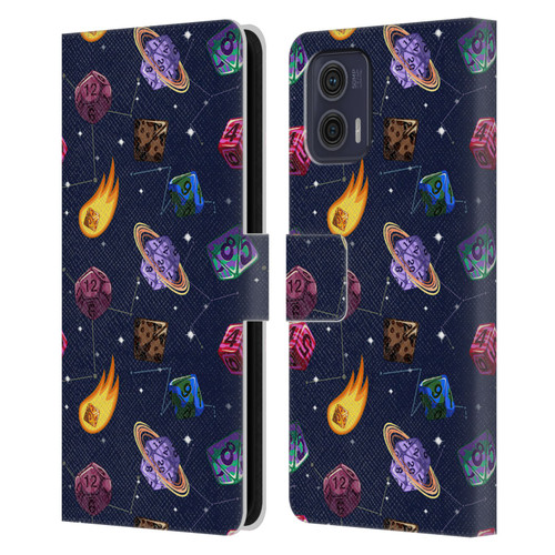 Carla Morrow Patterns Colorful Space Dice Leather Book Wallet Case Cover For Motorola Moto G73 5G