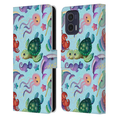 Carla Morrow Patterns Sea Life Leather Book Wallet Case Cover For Motorola Moto G73 5G