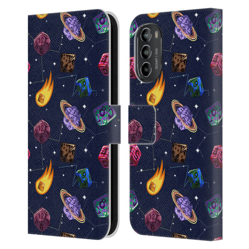 Carla Morrow Patterns Colorful Space Dice Leather Book Wallet Case Cover For Motorola Moto G82 5G
