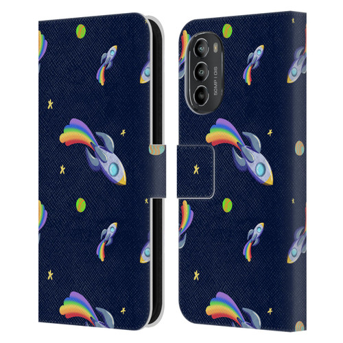 Carla Morrow Patterns Rocketship Leather Book Wallet Case Cover For Motorola Moto G82 5G