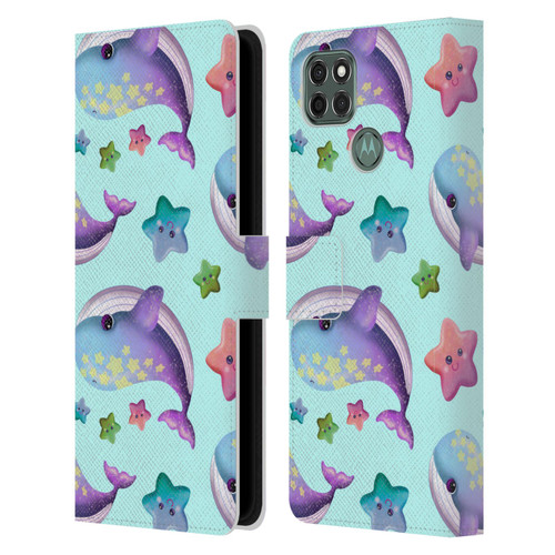 Carla Morrow Patterns Whale And Starfish Leather Book Wallet Case Cover For Motorola Moto G9 Power