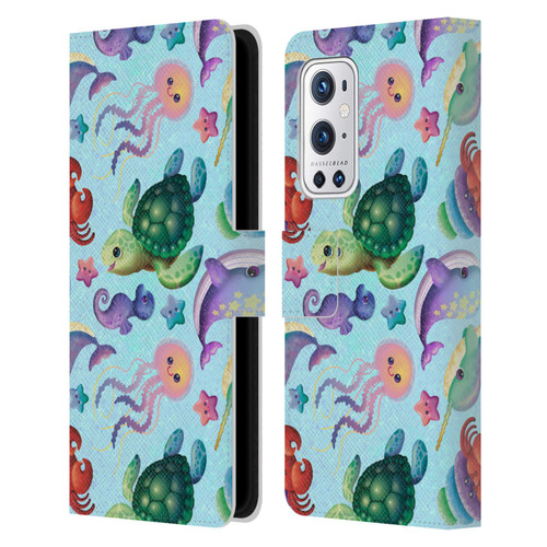 Carla Morrow Patterns Sea Life Leather Book Wallet Case Cover For OnePlus 9 Pro