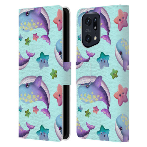 Carla Morrow Patterns Whale And Starfish Leather Book Wallet Case Cover For OPPO Find X5 Pro