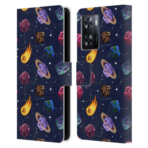 Carla Morrow Patterns Colorful Space Dice Leather Book Wallet Case Cover For OPPO A57s