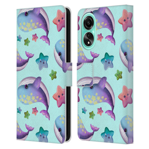 Carla Morrow Patterns Whale And Starfish Leather Book Wallet Case Cover For OPPO A78 4G