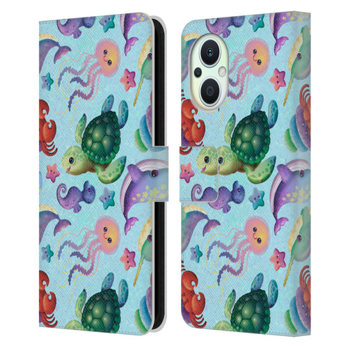 Carla Morrow Patterns Sea Life Leather Book Wallet Case Cover For OPPO Reno8 Lite