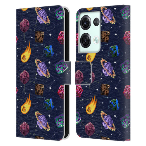 Carla Morrow Patterns Colorful Space Dice Leather Book Wallet Case Cover For OPPO Reno8 Pro