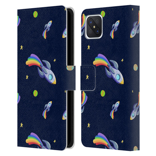 Carla Morrow Patterns Rocketship Leather Book Wallet Case Cover For OPPO Reno4 Z 5G