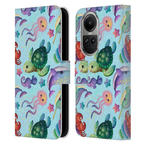 Carla Morrow Patterns Sea Life Leather Book Wallet Case Cover For OPPO Reno10 5G / Reno10 Pro 5G