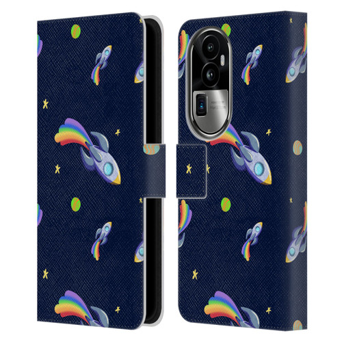Carla Morrow Patterns Rocketship Leather Book Wallet Case Cover For OPPO Reno10 Pro+