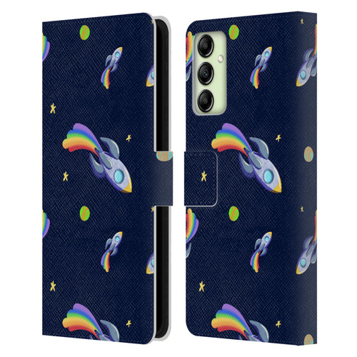 Carla Morrow Patterns Rocketship Leather Book Wallet Case Cover For Samsung Galaxy A14 5G