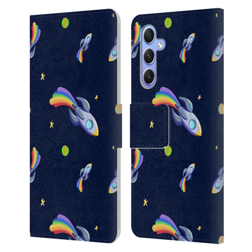 Carla Morrow Patterns Rocketship Leather Book Wallet Case Cover For Samsung Galaxy A34 5G