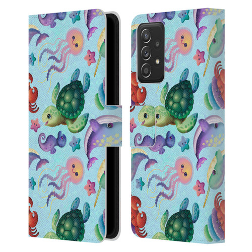 Carla Morrow Patterns Sea Life Leather Book Wallet Case Cover For Samsung Galaxy A52 / A52s / 5G (2021)
