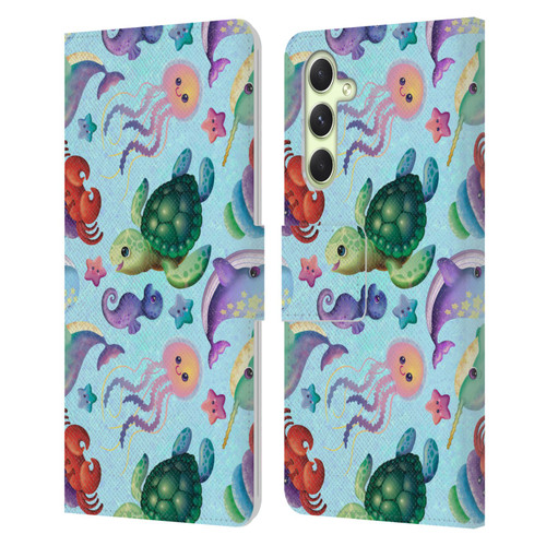 Carla Morrow Patterns Sea Life Leather Book Wallet Case Cover For Samsung Galaxy A54 5G