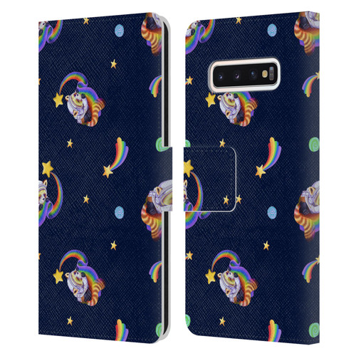 Carla Morrow Patterns Red Panda Leather Book Wallet Case Cover For Samsung Galaxy S10