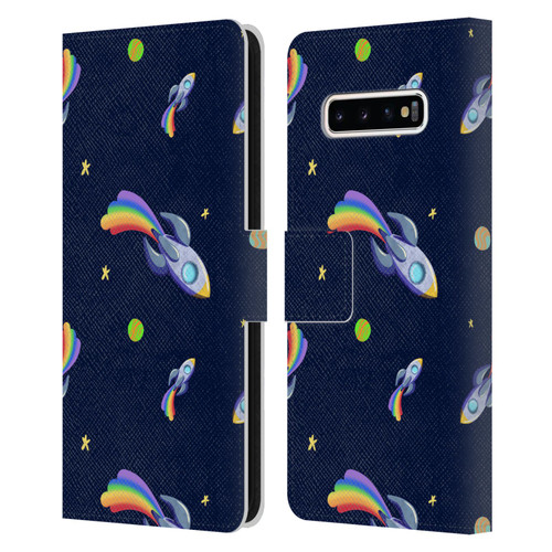Carla Morrow Patterns Rocketship Leather Book Wallet Case Cover For Samsung Galaxy S10+ / S10 Plus