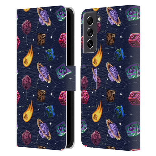 Carla Morrow Patterns Colorful Space Dice Leather Book Wallet Case Cover For Samsung Galaxy S21 FE 5G
