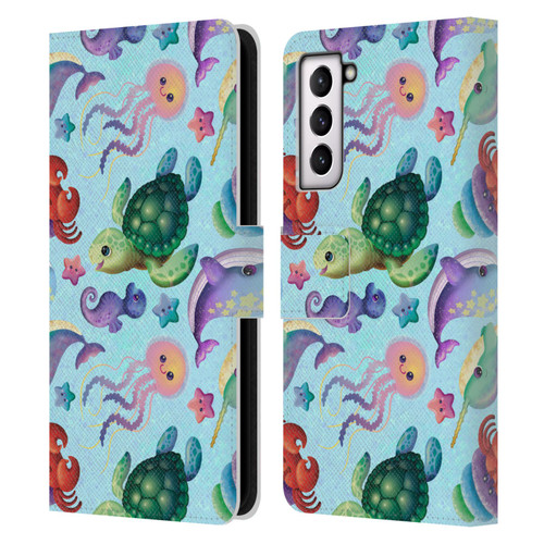 Carla Morrow Patterns Sea Life Leather Book Wallet Case Cover For Samsung Galaxy S21 5G