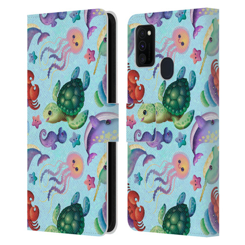 Carla Morrow Patterns Sea Life Leather Book Wallet Case Cover For Samsung Galaxy M30s (2019)/M21 (2020)