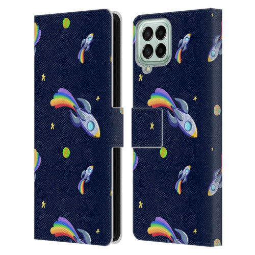 Carla Morrow Patterns Rocketship Leather Book Wallet Case Cover For Samsung Galaxy M33 (2022)