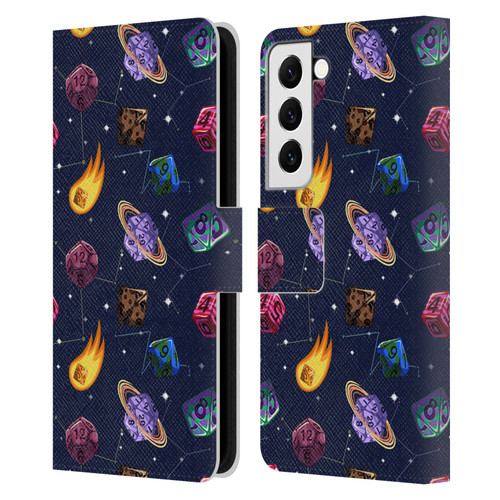 Carla Morrow Patterns Colorful Space Dice Leather Book Wallet Case Cover For Samsung Galaxy S22 5G