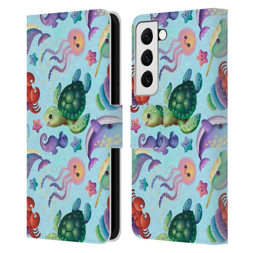 Carla Morrow Patterns Sea Life Leather Book Wallet Case Cover For Samsung Galaxy S22 5G