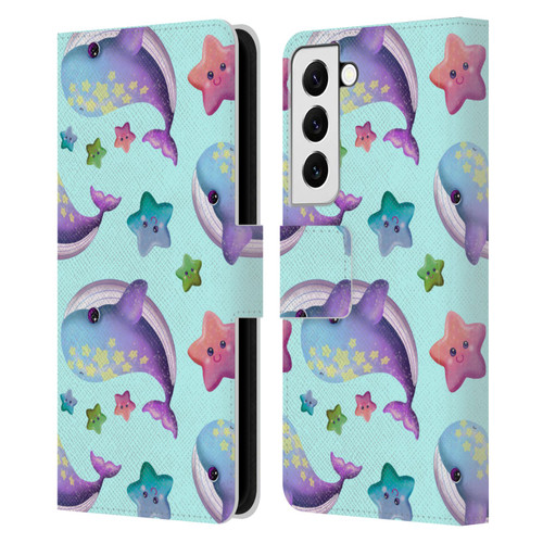 Carla Morrow Patterns Whale And Starfish Leather Book Wallet Case Cover For Samsung Galaxy S22 5G