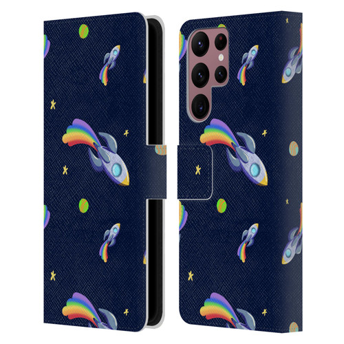 Carla Morrow Patterns Rocketship Leather Book Wallet Case Cover For Samsung Galaxy S22 Ultra 5G