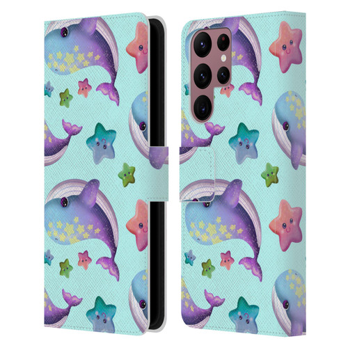 Carla Morrow Patterns Whale And Starfish Leather Book Wallet Case Cover For Samsung Galaxy S22 Ultra 5G