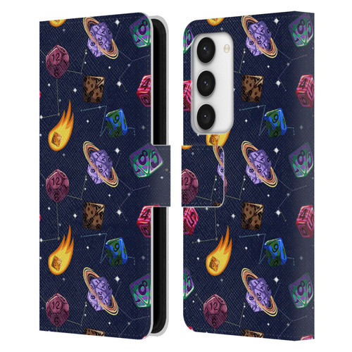 Carla Morrow Patterns Colorful Space Dice Leather Book Wallet Case Cover For Samsung Galaxy S23 5G