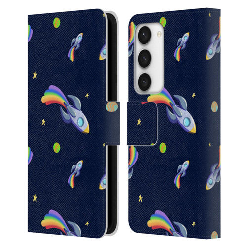 Carla Morrow Patterns Rocketship Leather Book Wallet Case Cover For Samsung Galaxy S23 5G