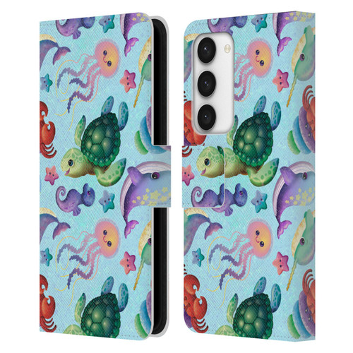 Carla Morrow Patterns Sea Life Leather Book Wallet Case Cover For Samsung Galaxy S23 5G