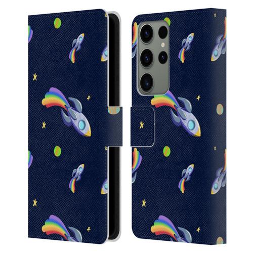 Carla Morrow Patterns Rocketship Leather Book Wallet Case Cover For Samsung Galaxy S23 Ultra 5G