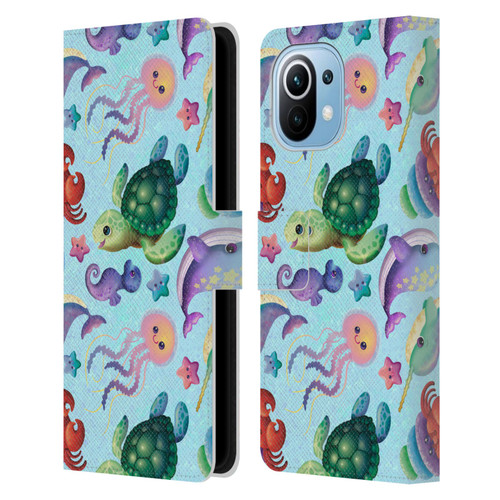 Carla Morrow Patterns Sea Life Leather Book Wallet Case Cover For Xiaomi Mi 11